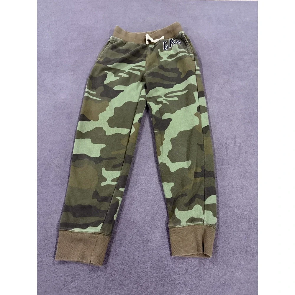 Gap Jogger Pants Kids XL Multicolor Camouflage Fleece Lined Tapered Drawstring